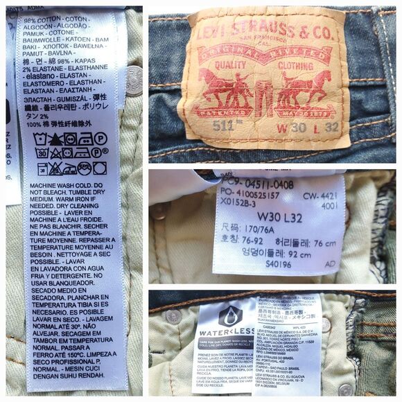 Levis 511 Slim Fit Mens Jeans 30 x 32 (Actual 29 x 30.5) Blue Denim Stretch - Picture 7 of 12